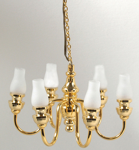 Dollhouse Miniature 6 Up-Arm Frosted Long Chimney Chandelier